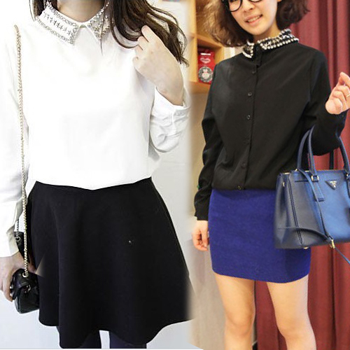 2013 Summer fashion cool blouse lapel loose chiffon blouse Spring collocate with sweater blouse