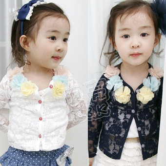 2013 summer flower lace girls clothing baby paragraph small cardigan tx-0890
