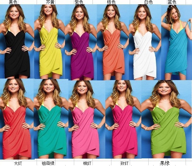 2013 Summer For Women Sexy BIKINI Beach Dress Mini Spaghetti Strap Dresses 10 Color