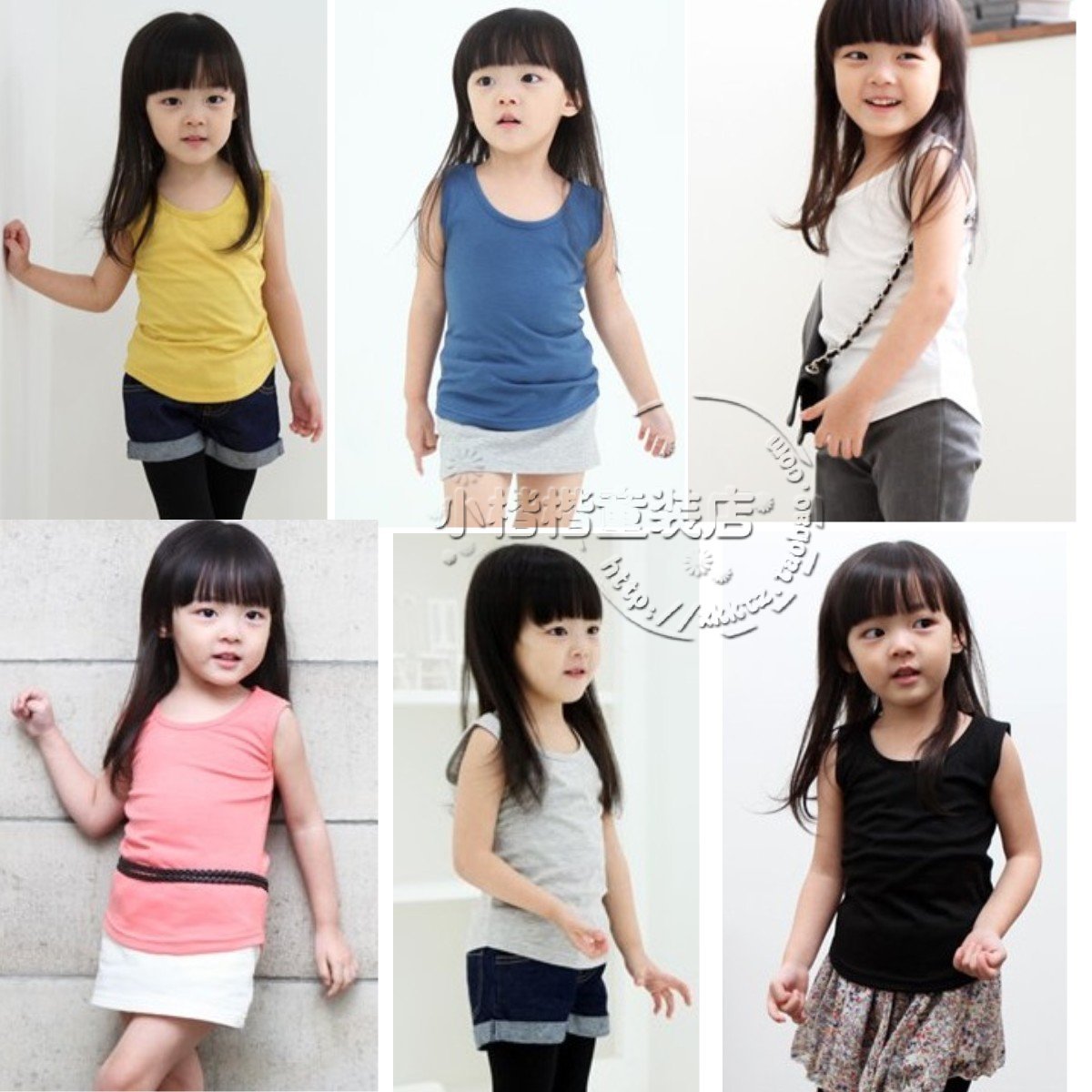 2013 summer girls clothing all-match fashion 6 100% cotton round edge small vest bsz58