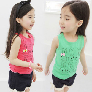 2013 summer girls clothing baby child 100% female cotton sleeveless child t-shirt vest tank