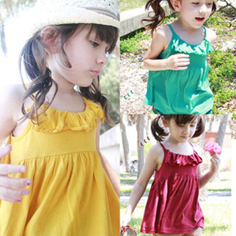 2013 summer girls clothing baby equipment baby spaghetti strap top vest t-shirt suspender skirt