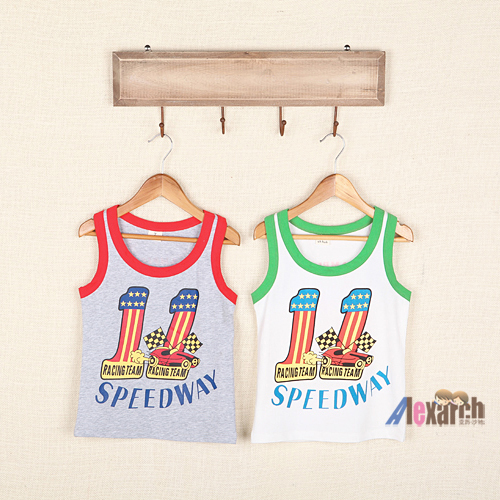 ## 2013 summer girls clothing boys clothing senior 100% cotton child t-shirt vest kr659