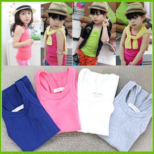 2013 summer girls clothing candy color all-match sleeveless vest t-shirt basic shirt