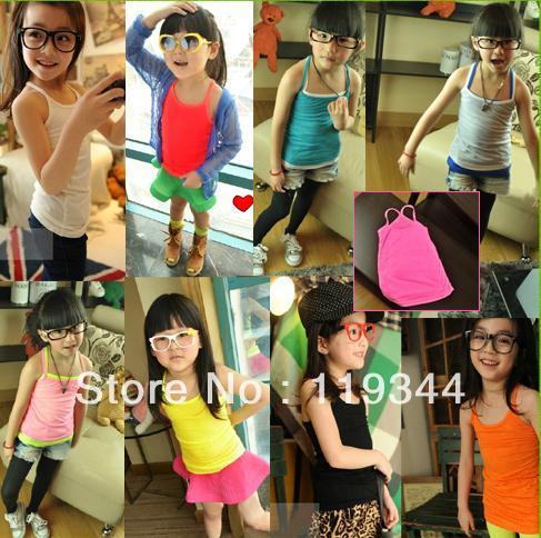 2013 summer girls clothing multicolor fashion child spaghetti strap top vest