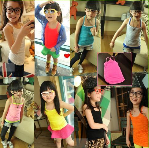 2013 summer girls clothing multicolor fashion child spaghetti strap top vest zqh176
