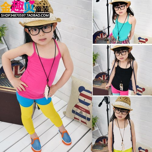 2013 summer girls summer clothing female child spaghetti strap top child top baby sleeveless vest