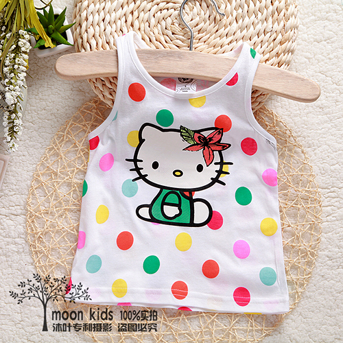 2013 summer girls vest female child casual sleeveless T-shirt kt pattern baby pure cotton vest