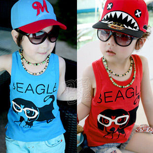 2013 summer glasses boys clothing girls clothing child T-shirt sleeveless vest tx-1567