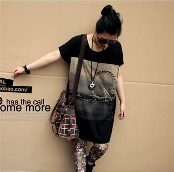 2013 summer hot-selling long pattern design short-sleeve top o-neck loose big t-shirt t shirt skirt maternity clothing