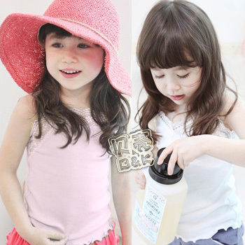 2013 summer lace paragraph girls clothing baby child before and after two ways spaghetti strap vest tx-0401