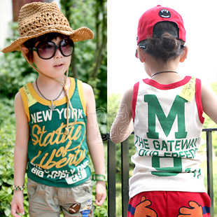@ 2013 summer letter boys clothing girls clothing baby child T-shirt sleeveless vest tx-1589