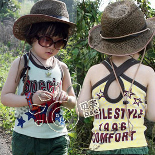 2013 summer letter boys girls clothing vest sleeveless T-shirt tx-0195 free shipping