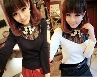 2013 summer little daisy crochet lace patchwork faux leather top trend sexy lace