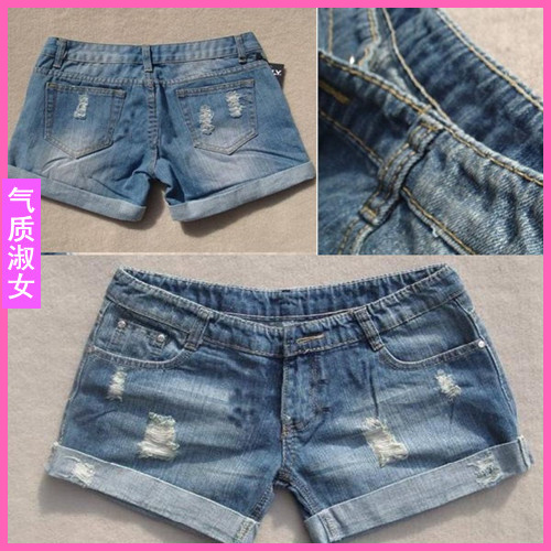 2013 summer loose plus size roll-up women's hem denim shorts female women's boot cut jeans shorts