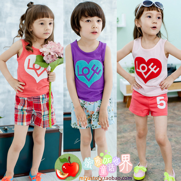 2013 summer male child girls clothing print candy love child vest T-shirt sleeveless top 3