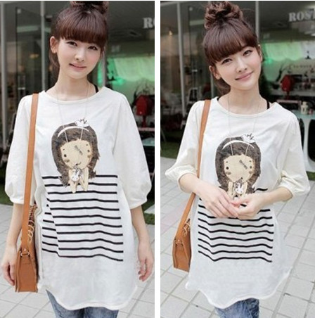 2013 summer maternity clothing t-shirt fifth sleeve maternity top beauty print o-neck maternity clothes