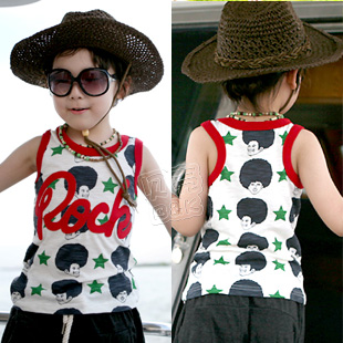 2013 summer mushroom head boys clothing girls clothing baby child T-shirt sleeveless vest tx-1569 free shipping