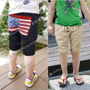 2013 summer national flag boys clothing girls clothing child trousers 5 pants kz-0676