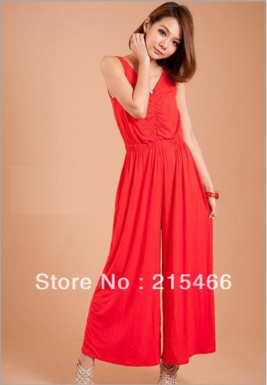 2013 Summer New Arrival Women's Fashion Black Red Cotton Blended Jumpsuits Rompers Free Shipping M/L Wholesale and Retail