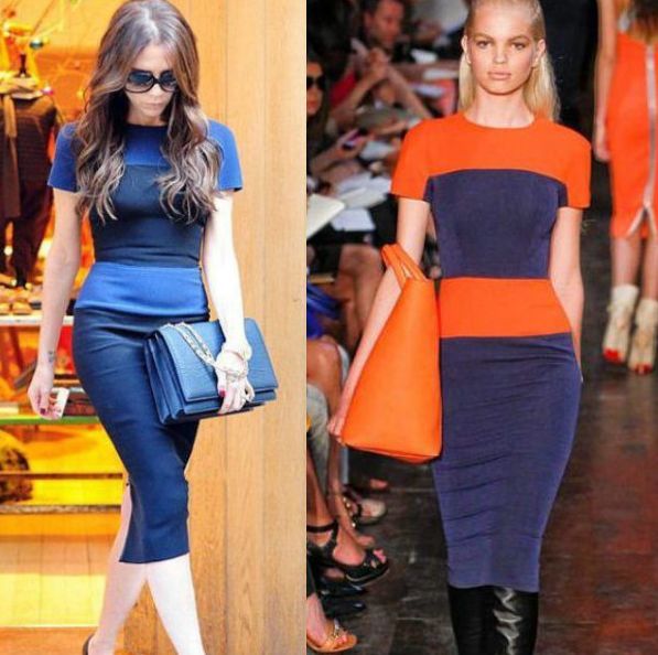 2013 Summer New Arrival Women's Fashion Dress Europe Celebrity Style Color Block Patchwork Slim Dress