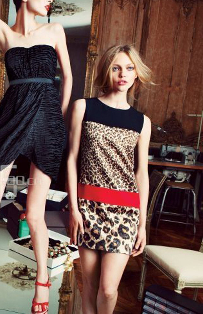 2013 summer new fashion leopard O-Neck dress for women,free shipping