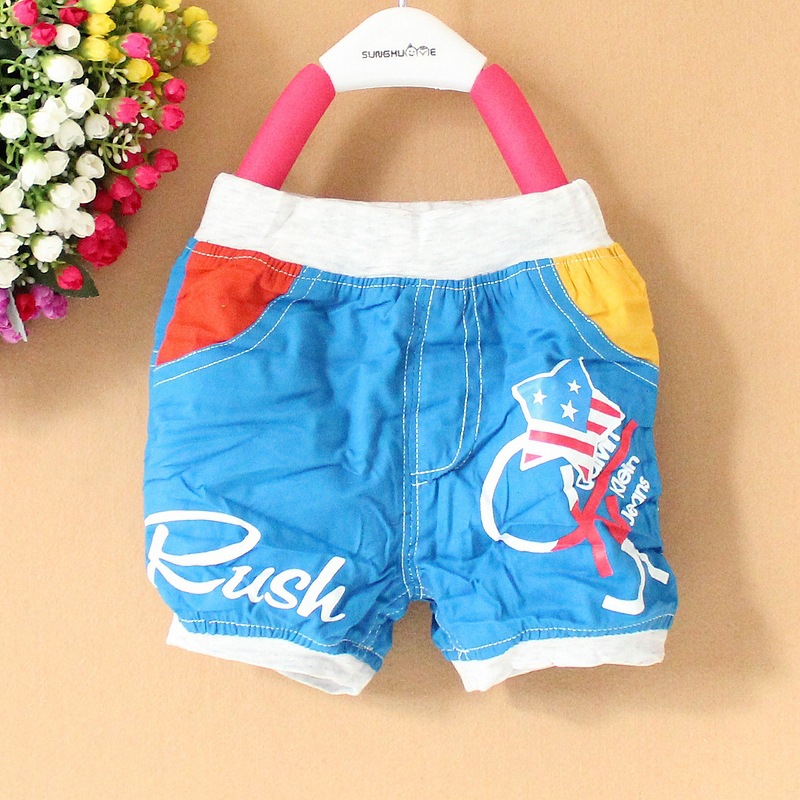 2013 summer new korean style star English letters printed flag boy's jeans fashion kid short pants