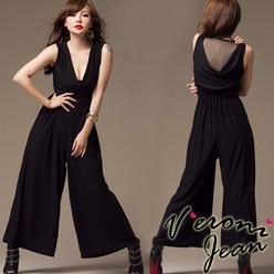 2013 Summer NEW Sexy back drape gauze Wide trousers Vest one-piece Pants Jumpsuit TOPS SALE Jumpsuit Free shipping J3466