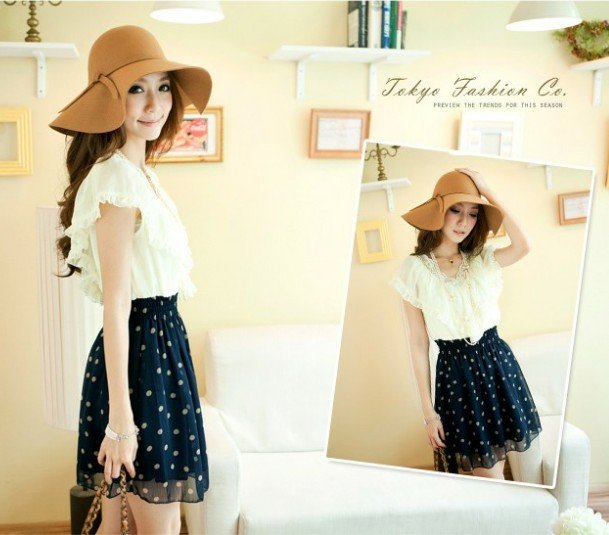 2013 Summer New Women's Chiffon Patchwork V-neck Short Sleeve Dress Wholesale and Retail