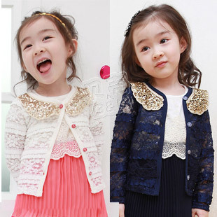 2013 summer paillette lace paragraph girls clothing baby child cardigan air conditioning shirt wt-0538