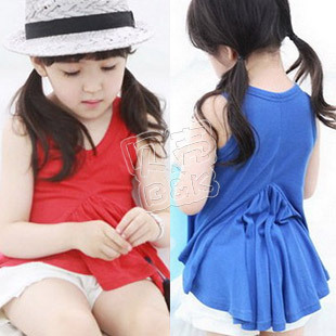 2013 summer personalized dovetail paragraph of girls clothing baby sleeveless T-shirt tx-1139