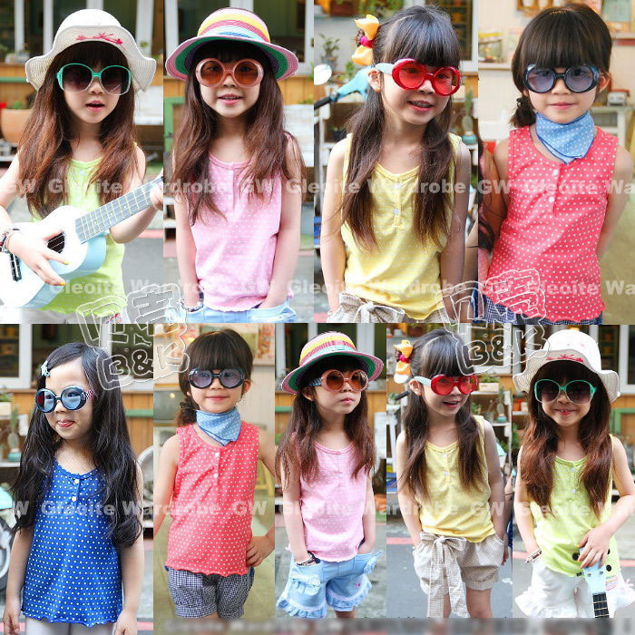 2013 summer polka dot 2 buckle girls clothing baby vest tx-1119