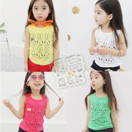 2013 summer rabbit girls clothing baby child T-shirt sleeveless vest tx-0958