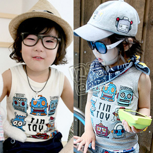 2013 summer robot boys clothing girls clothing baby child T-shirt sleeveless vest tx-0979
