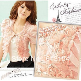 2013 summer rose lover woman pearl short-sleeve outerwear capelet Jacket--Free Shipping