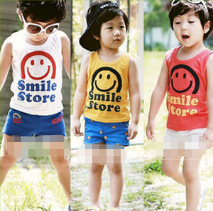 2013 summer simple smiley boys clothing girls clothing baby vest