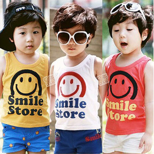 2013 summer simple smiley boys clothing girls clothing baby vest tx-0775