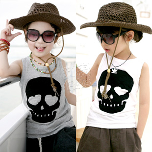 2013 summer skull clothing boys girls clothing baby child T-shirt sleeveless vest tx-1570