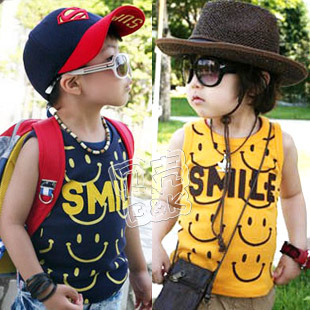 2013 summer smiley boys clothing girls clothing baby vest tx-0315