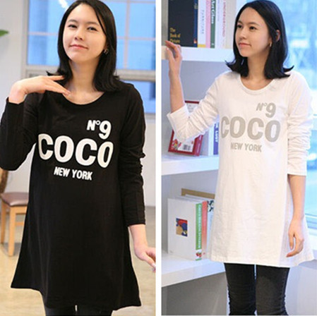2013 summer spring and autumn maternity basic o-neck long-sleeve maternity clothing maternity clothes maternity t-shirt letter