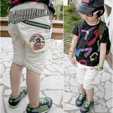 2013 summer stripe boys clothing girls clothing baby capris 5 pants kz-0812