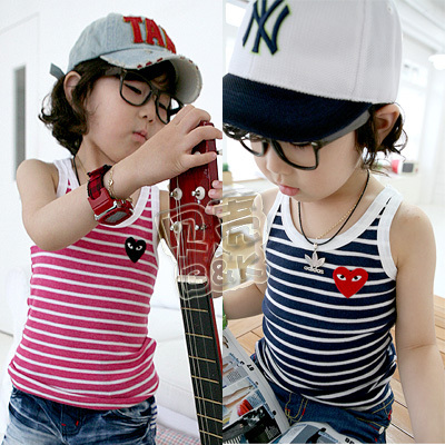 2013 summer stripe boys clothing girls clothing baby child T-shirt sleeveless vest tx-0864
