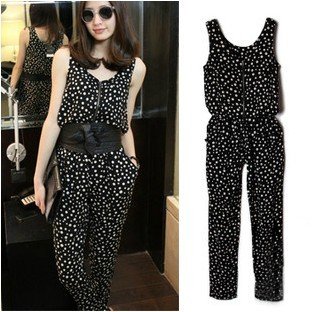 2013 summer wear new fashion haroun vest type wave point conjoined twins pants connects body trousers