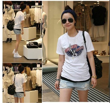 2013 summer women's basic denim shorts loose hole female high waist