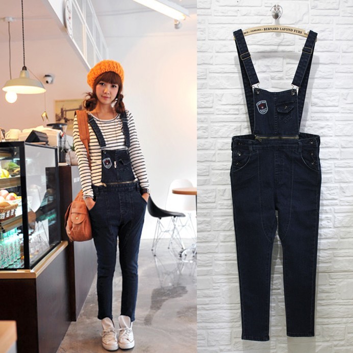 2013 summer women's c9235 casual all-match two ways denim suspenders trousers