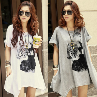 2013 summer women's new arrival clothes plus size maternity clothing basic shirt loose long design short-sleeve T-shirt