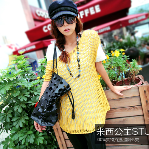 2013 sweet women's pullover cutout o-neck sleeveless sweater shirt