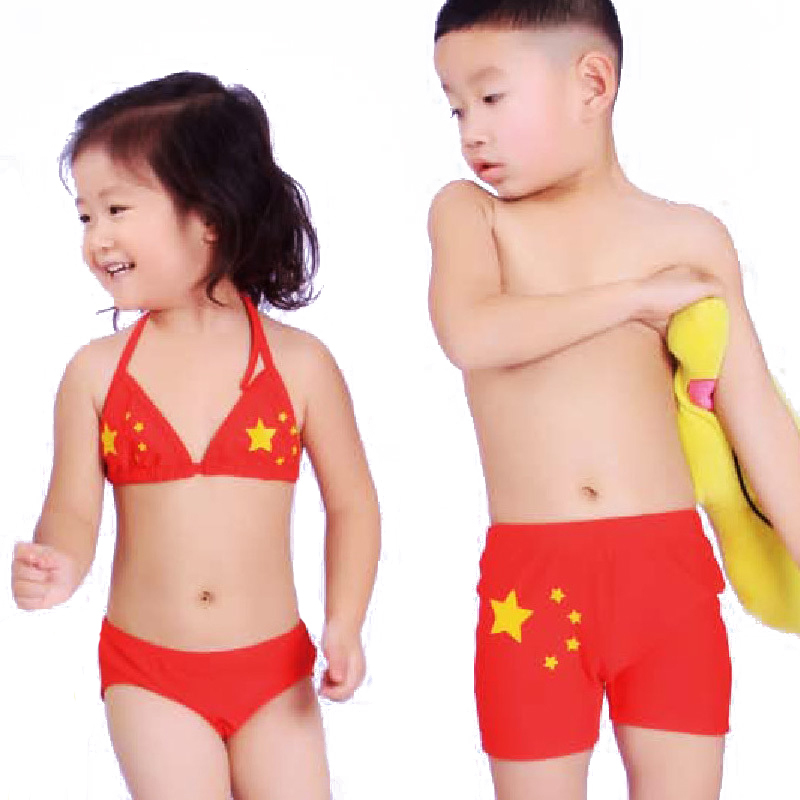 2013 Swimwear female child  female child swimwear five-pointed star hot spring girl bikini swimwear
