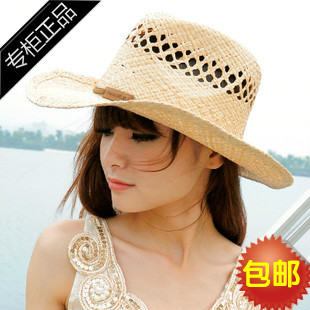 2013 Thantrue women's summer hat sunbonnet denim strawhat large brim campaigners strawhat