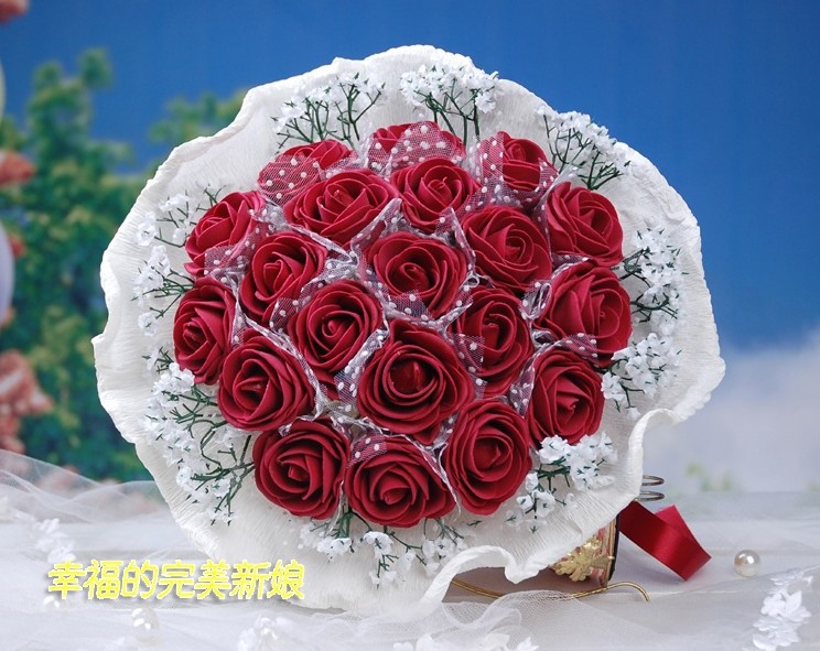 2013 the latest style sell like hot cakes bride accessories bride hand bouquet simulation rose red